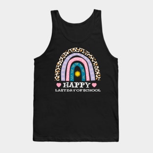 Leopard Print Boho Rainbow Happy Last Day Of School Gift Tank Top